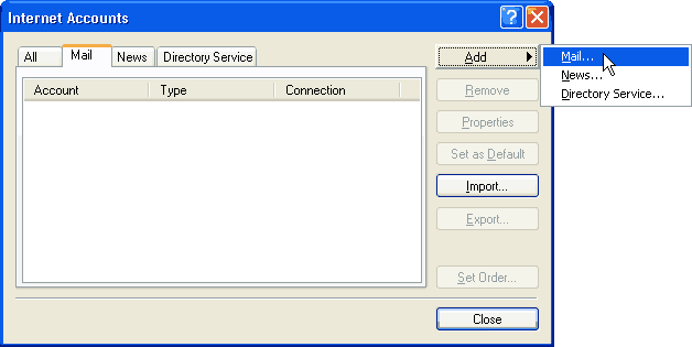 Outlook Express configuration