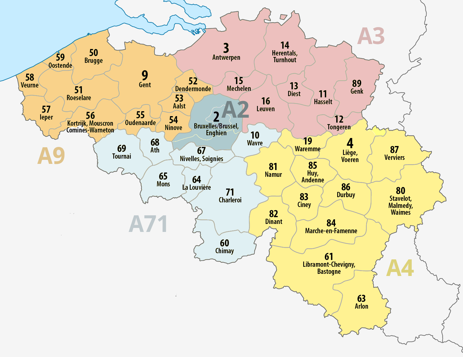 Service areas in Belgium