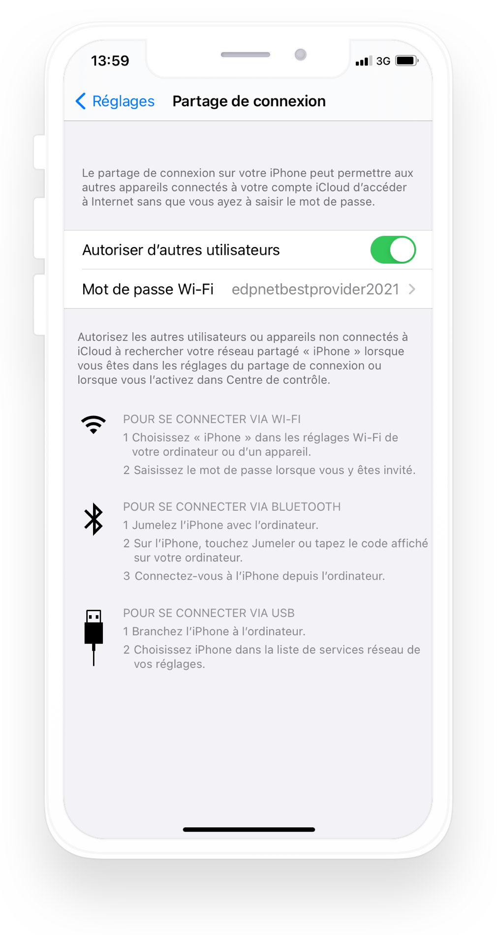 Comment configurer un partage de connexion sur mon iPhone